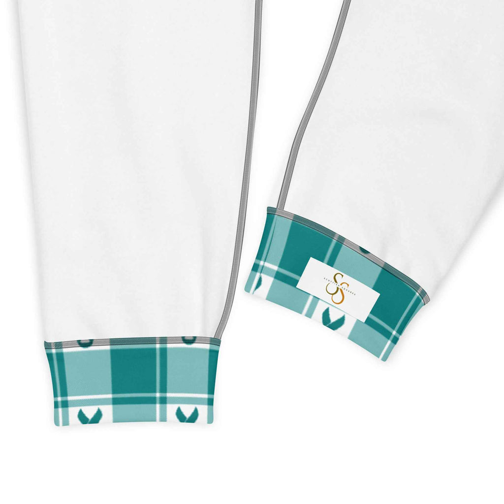 Women's Joggers Cervical Cancer Awareness Plaid, Teal Ribbon, Supportive Gift - Scottish Squares