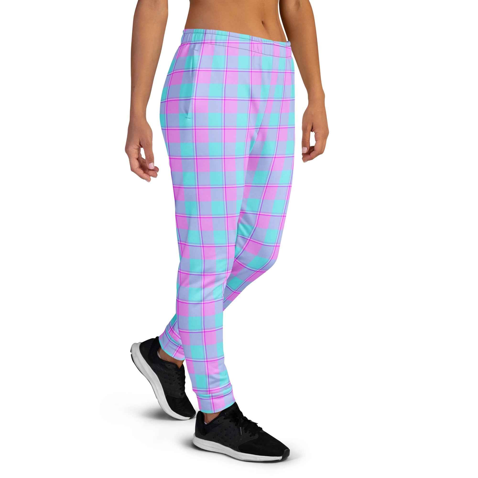 Mauve and Coastal Mist Plaid Women's Joggers - Scottish Squares