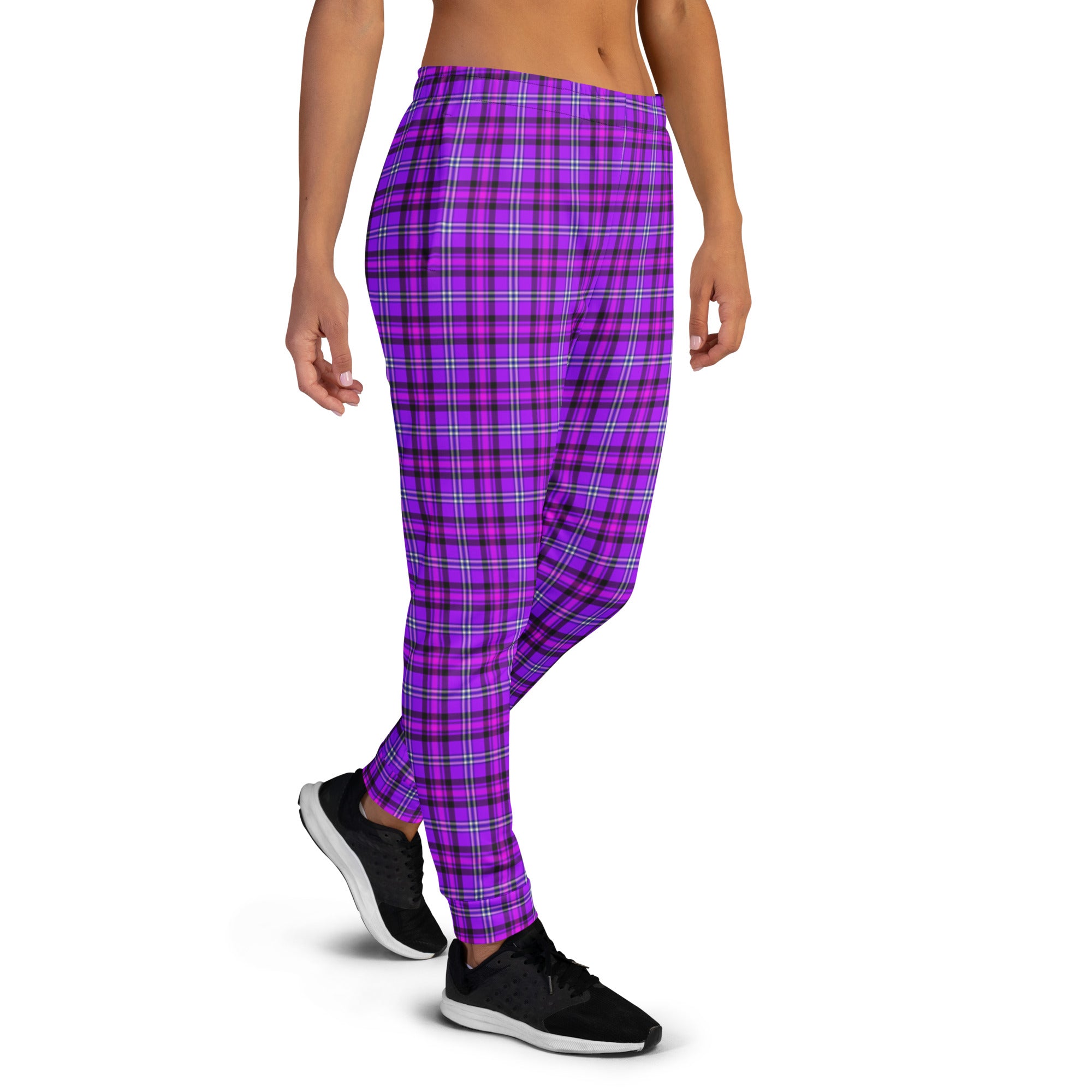 Electric Violet and Fuchsia Plaid Women's Joggers - Scottish Squares
