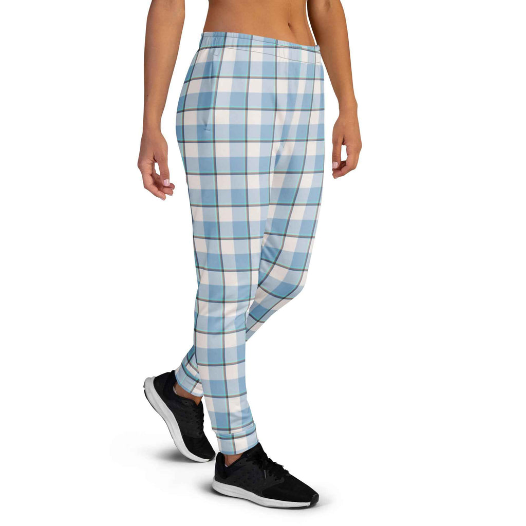 Pink Cloud and Blue Lagoon Plaid Women's Joggers - Scottish Squares
