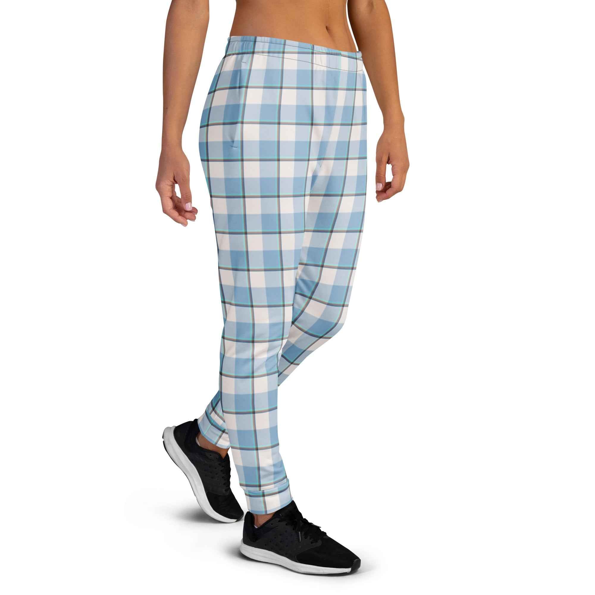 Pink Cloud and Blue Lagoon Plaid Women's Joggers - Scottish Squares