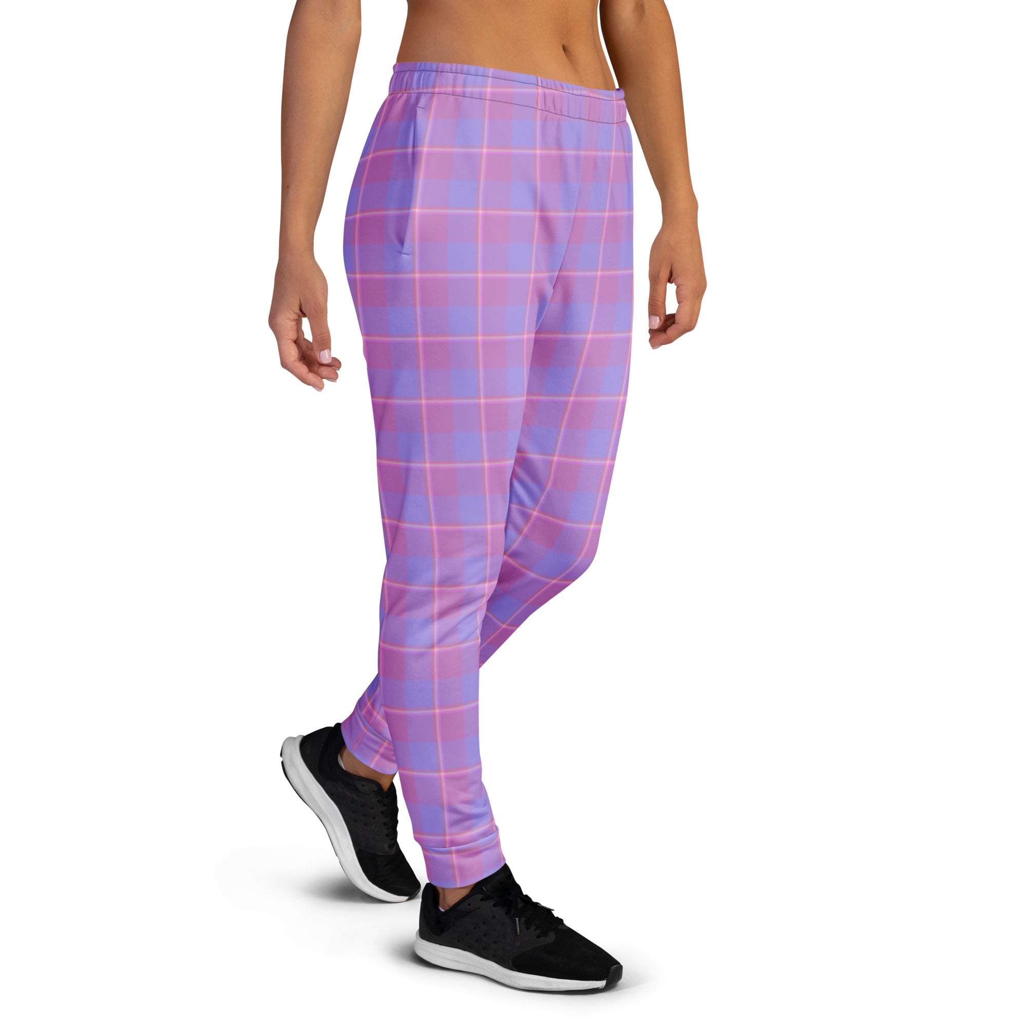 Viola and Dull Lavender Plaid Women's Joggers - Scottish Squares