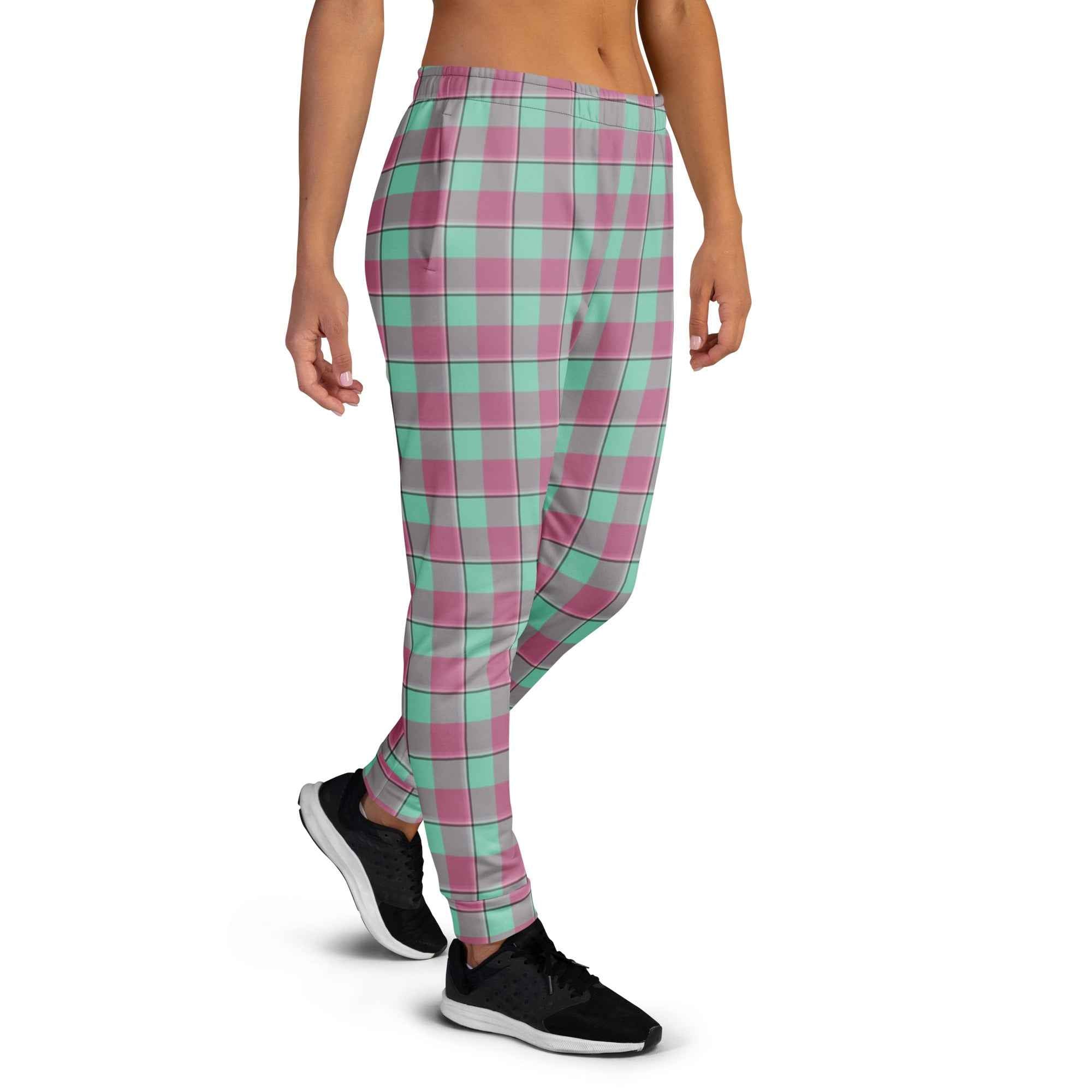 Vista Blue and Turkish Rose Plaid Women's Joggers - Scottish Squares