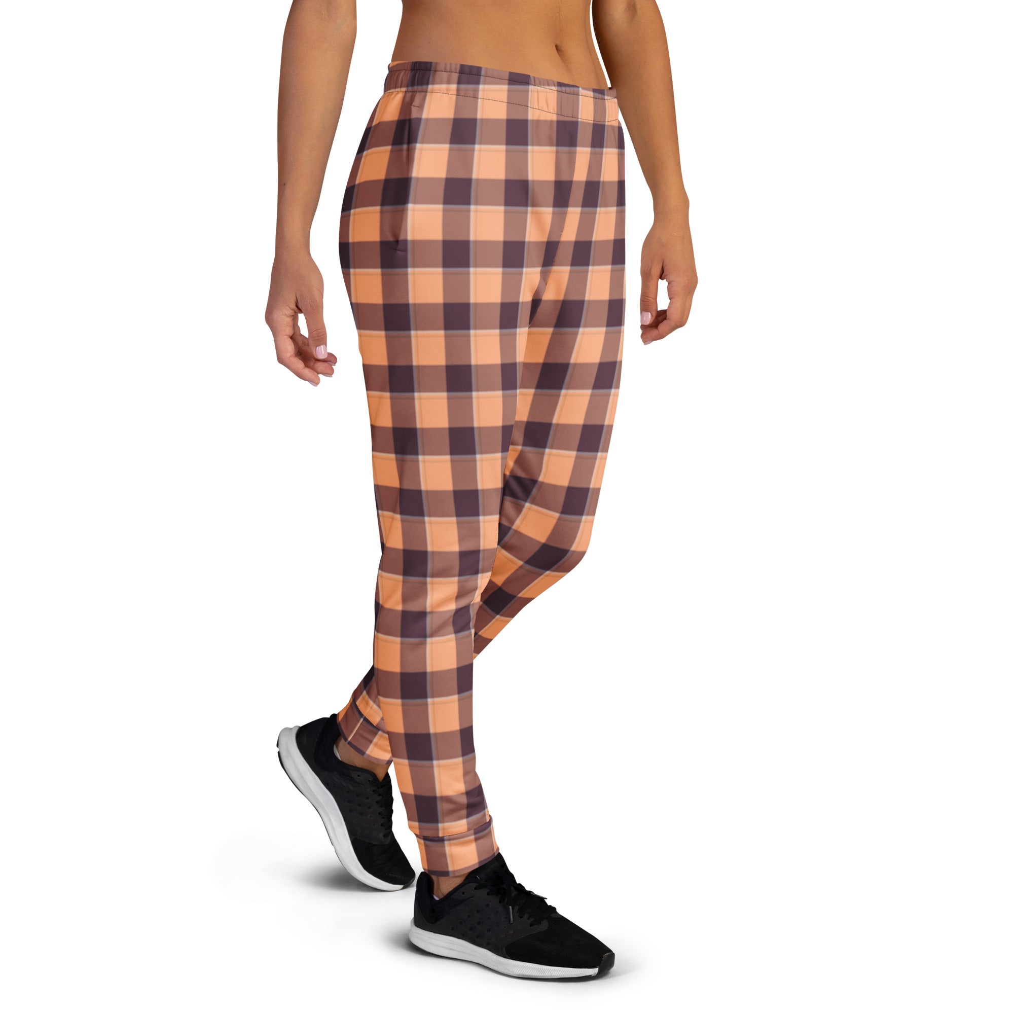 Hit Pink and Livid Brown Plaid Women's Joggers - Scottish Squares