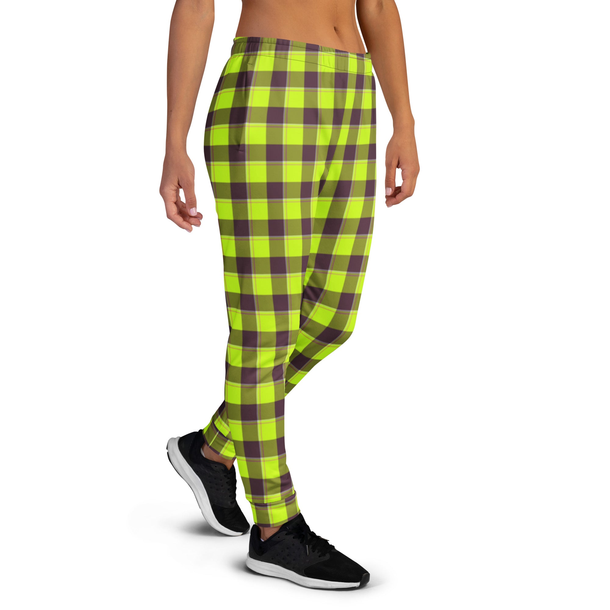 Electric Lime and Livid Brown Plaid Women's Joggers - Scottish Squares