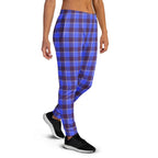 Cornflower Blue and Livid Brown Plaid Women's Joggers - Scottish Squares