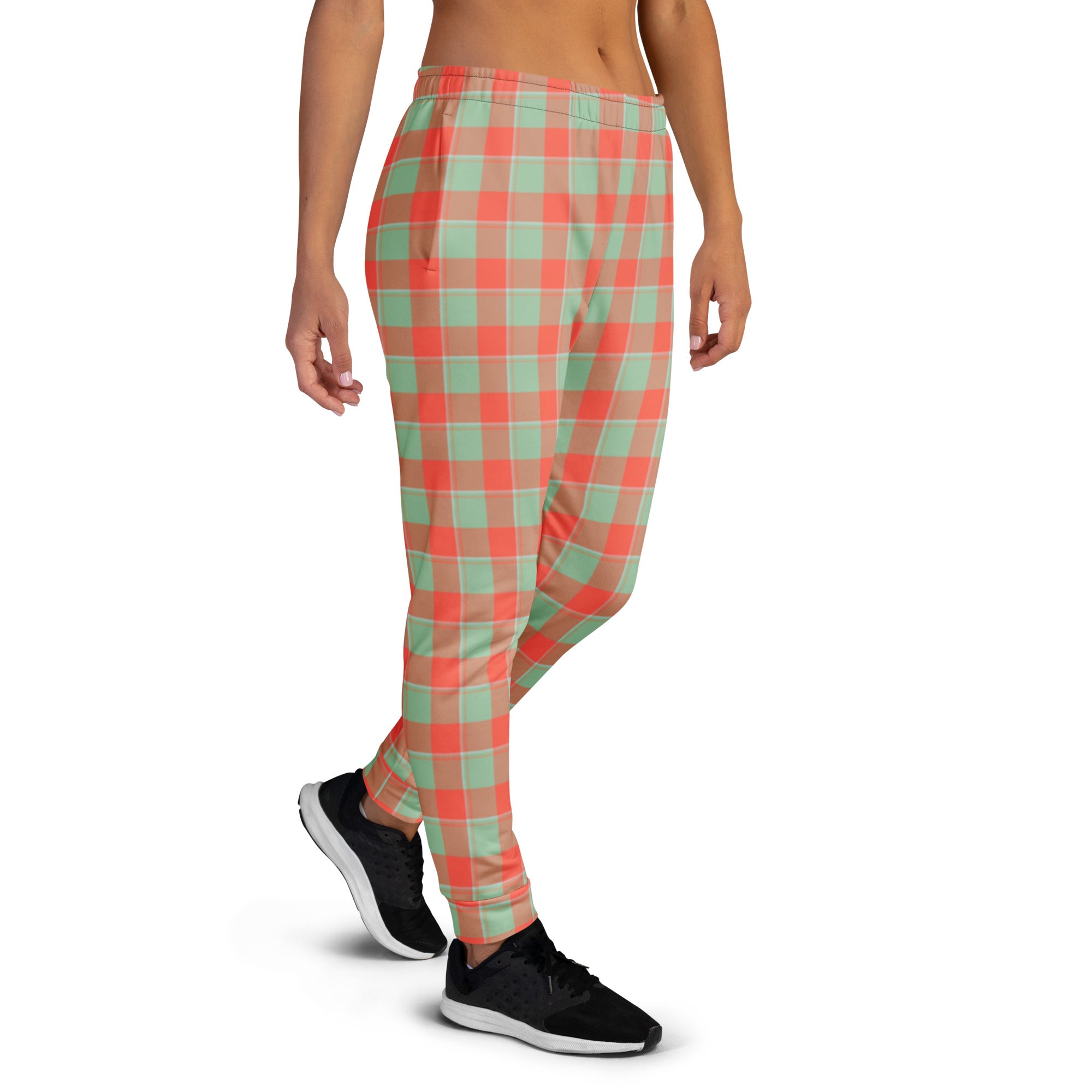 Spring Rain and Persimmon Plaid Women's Joggers - Scottish Squares