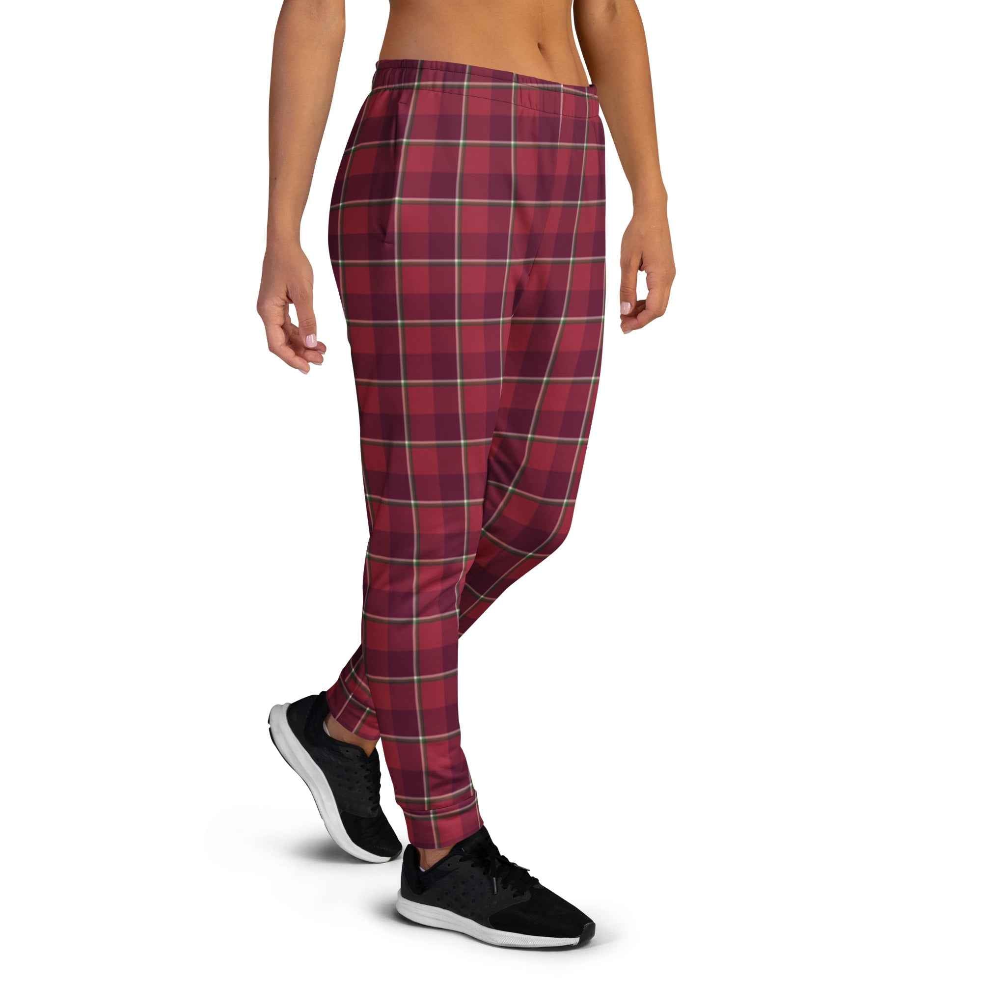 Old Brick and Cab Sav Plaid Women's Joggers - Scottish Squares