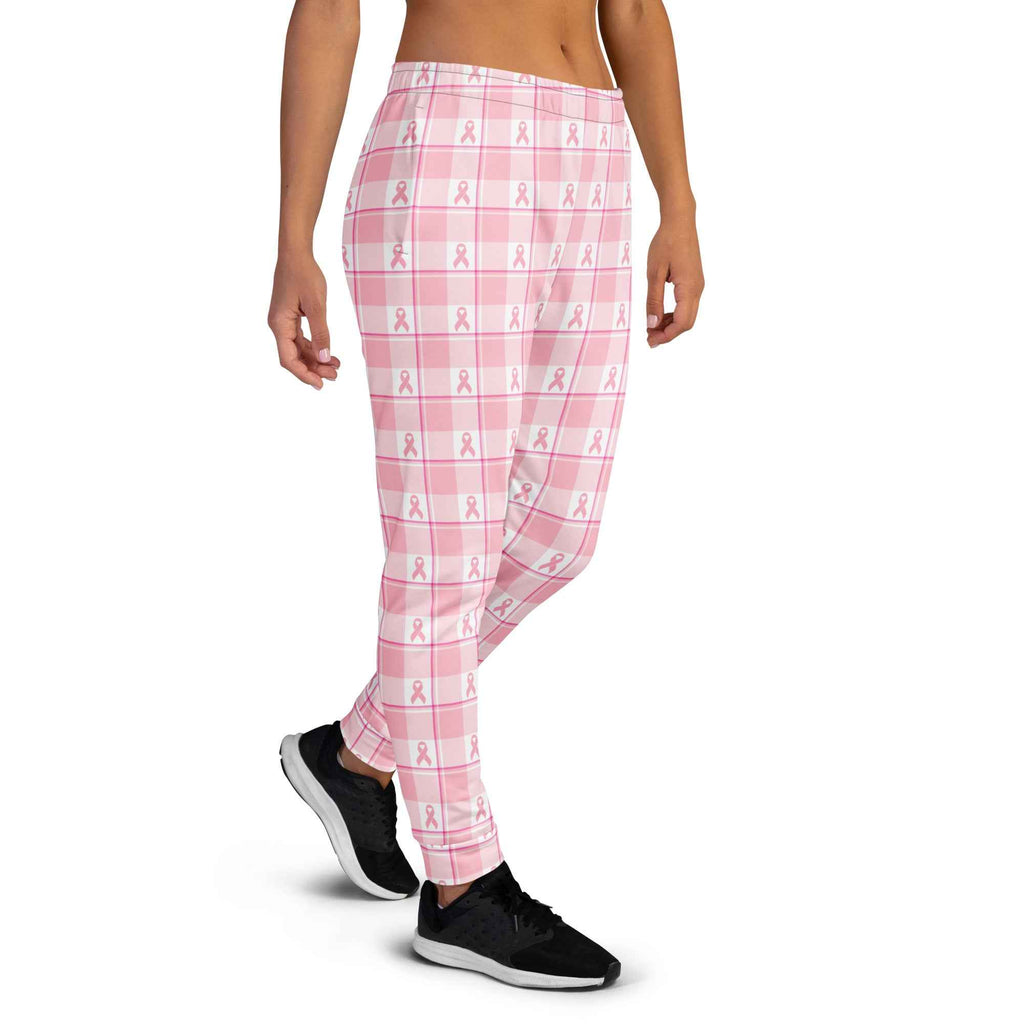 Women's Joggers Breast Cancer Awareness Plaid - Scottish Squares