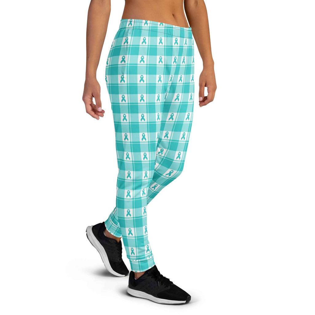 Women's Joggers Ovarian Cancer Awareness Plaid - Scottish Squares