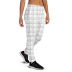 Women's Joggers Lung Cancer Awareness Plaid, White Ribbon, Supportive Gift - Scottish Squares