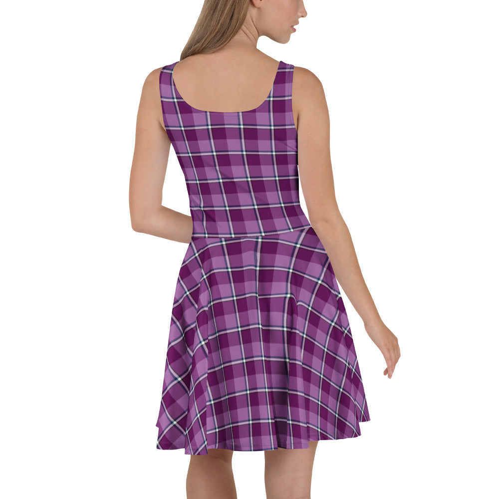Purple and Trendy Pink Plaid Skater Dress - Scottish Squares