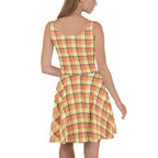 Claystone and Morning Mist Plaid Skater Dress - Scottish Squares