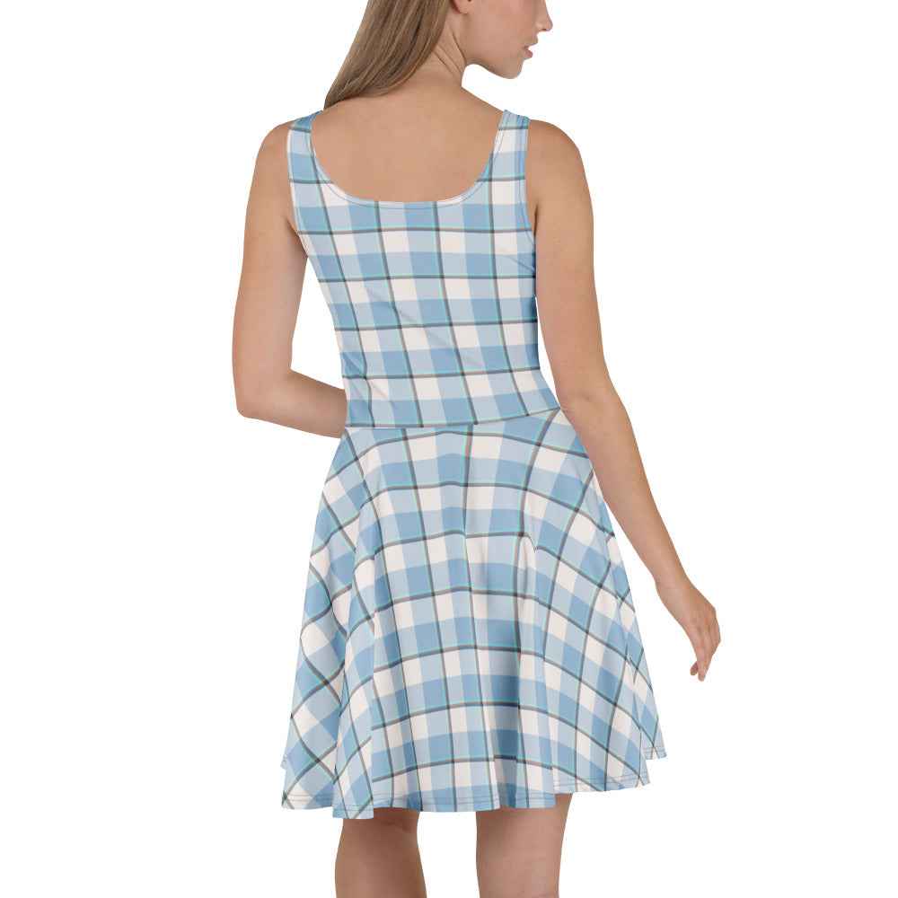 Pink Cloud and Blue Lagoon Plaid Skater Dress - Scottish Squares