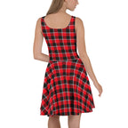 Red Ribbon and Heavy Metal Plaid Skater Dress - Scottish Squares