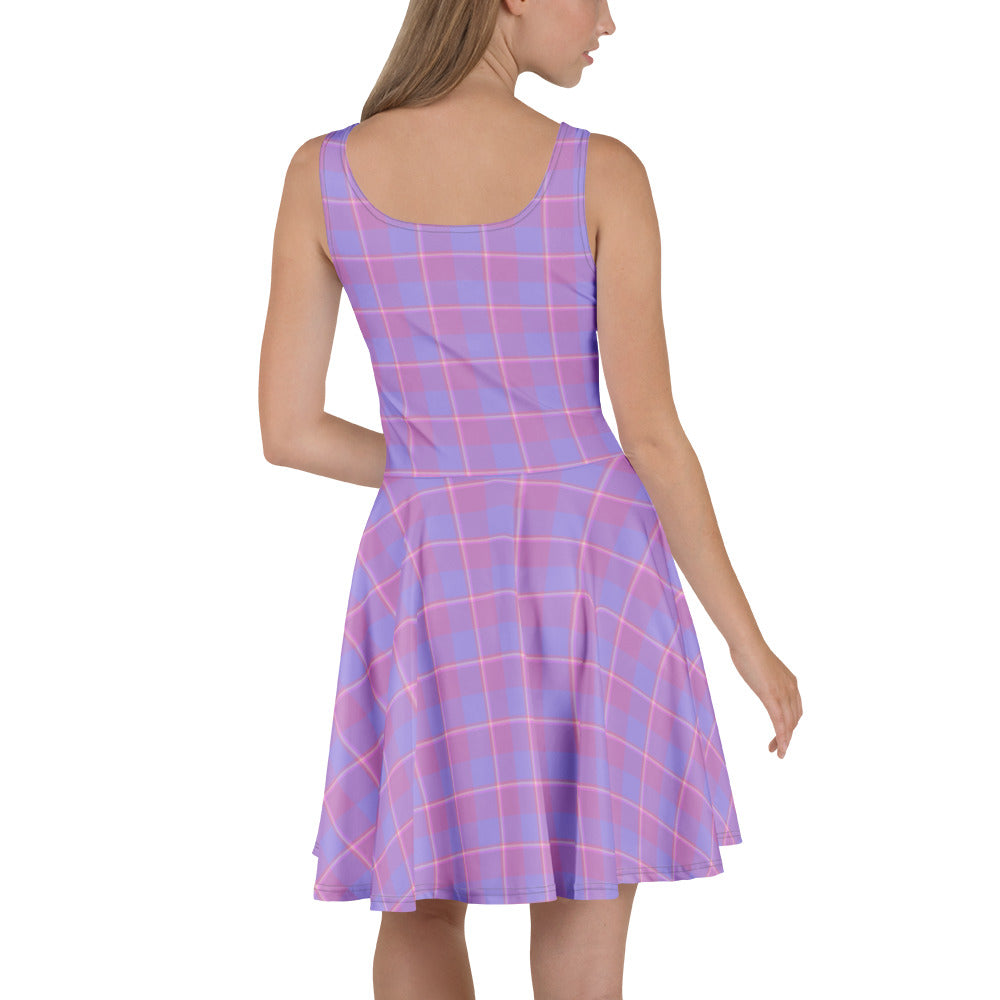 Viola and Dull Lavender Plaid Skater Dress - Scottish Squares