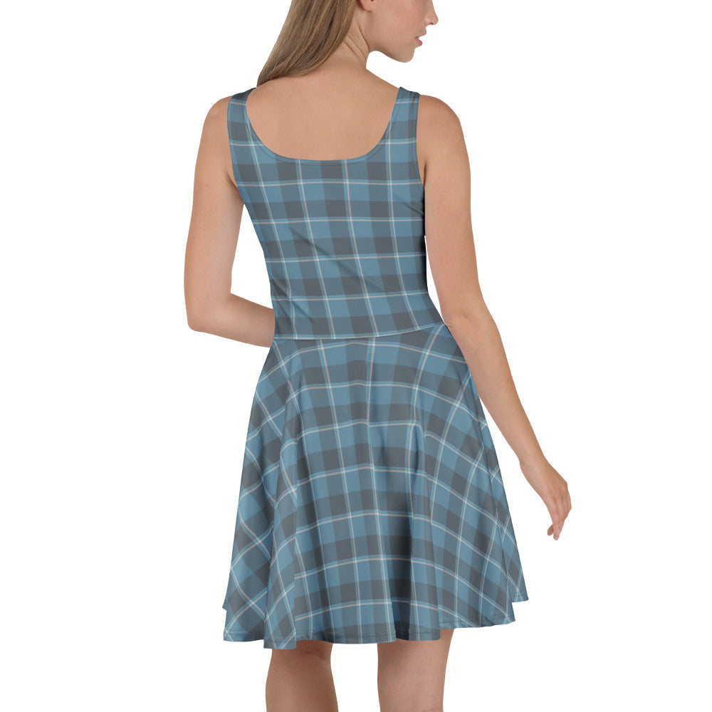 Hoki and Shuttle Gray Plaid Skater Dress - Scottish Squares