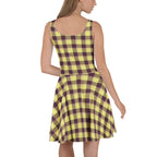 Flax and Livid Brown Plaid Skater Dress - Scottish Squares