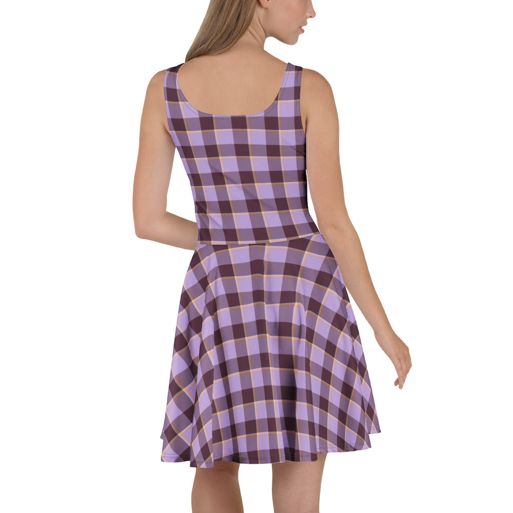 Light Wisteria and Livid Brown Plaid Skater Dress - Scottish Squares