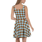 Blizzard Blue and Livid Brown Plaid Skater Dress - Scottish Squares