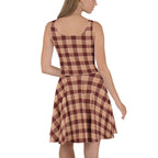 Whiskey and Livid Brown Plaid Skater Dress - Scottish Squares
