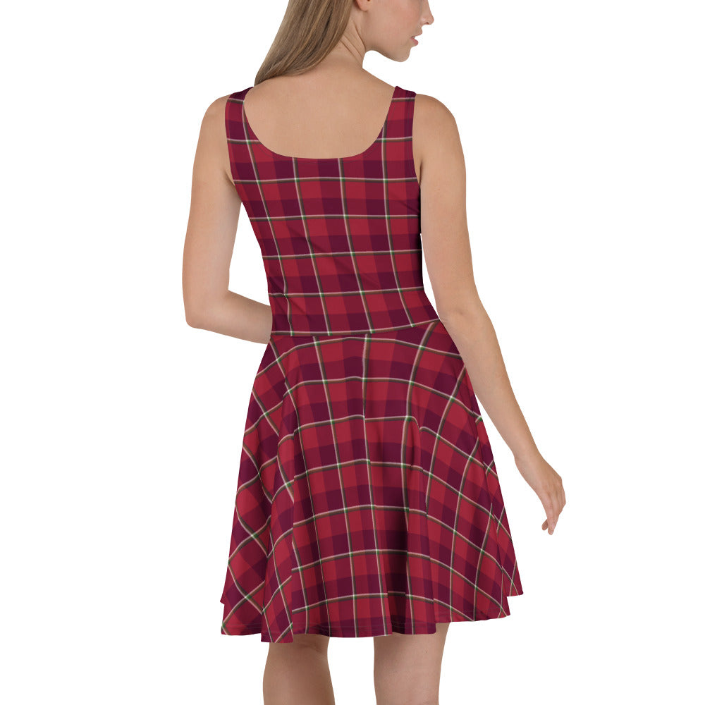 Old Brick and Cab Sav Plaid Skater Dress - Scottish Squares