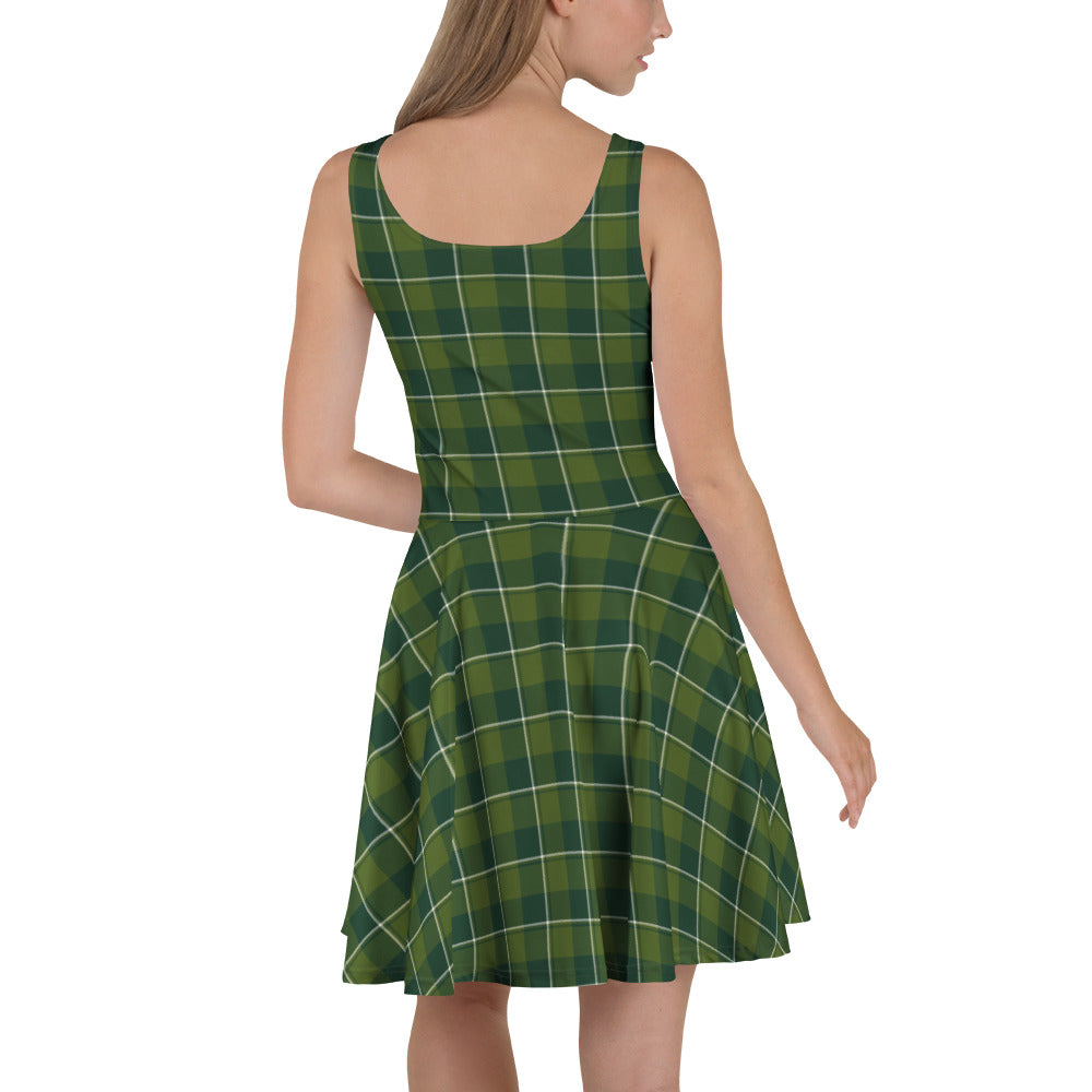 Woodland and Evergreen Plaid Skater Dress - Scottish Squares