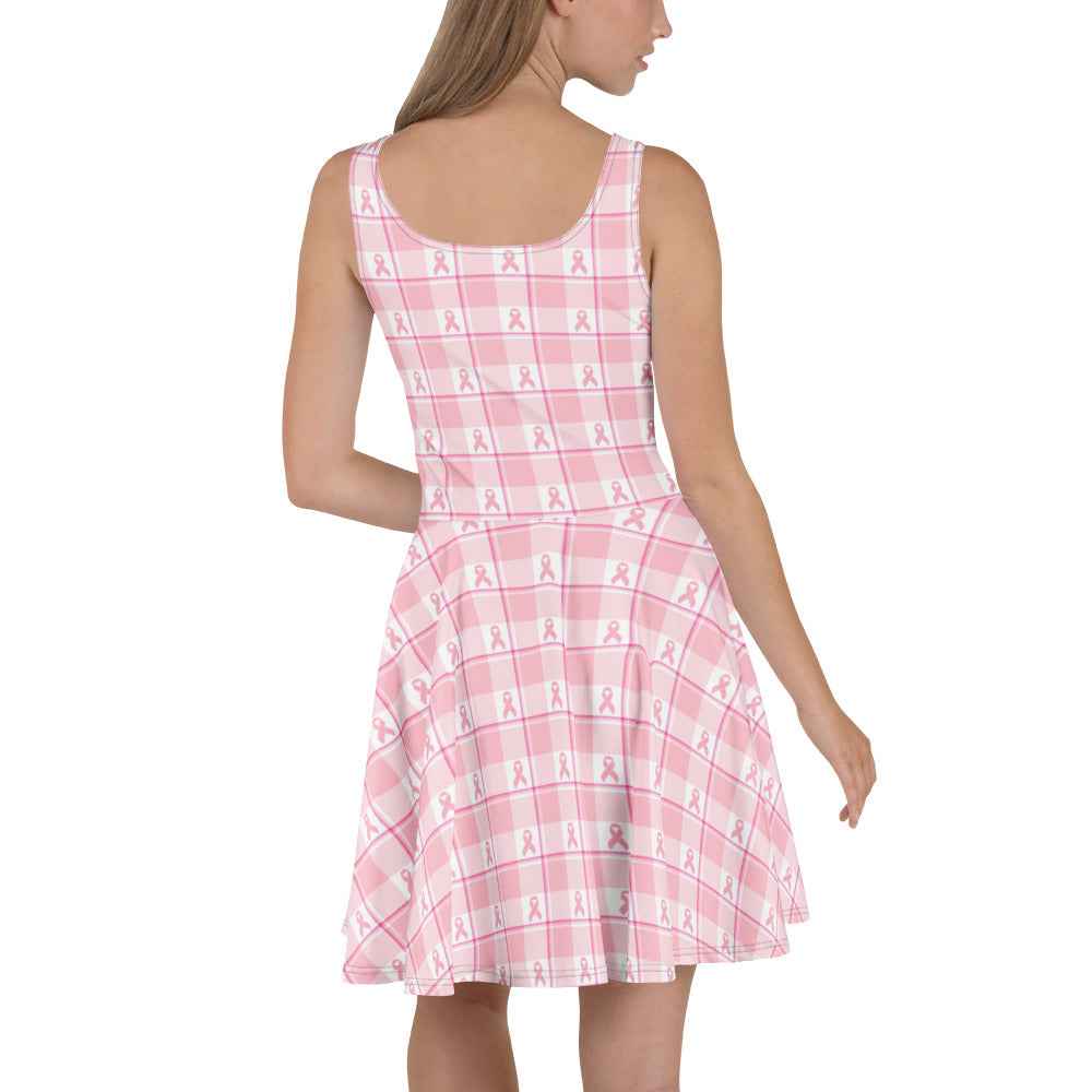 Skater Dress Breast Cancer Awareness Plaid - Scottish Squares