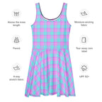 Mauve and Coastal Mist Plaid Skater Dress - Scottish Squares