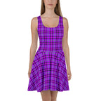 Electric Violet and Fuchsia Plaid Skater Dress - Scottish Squares