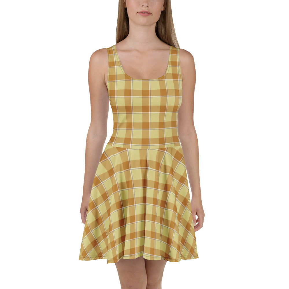 Zombie and Copper Plaid Skater Dress - Scottish Squares