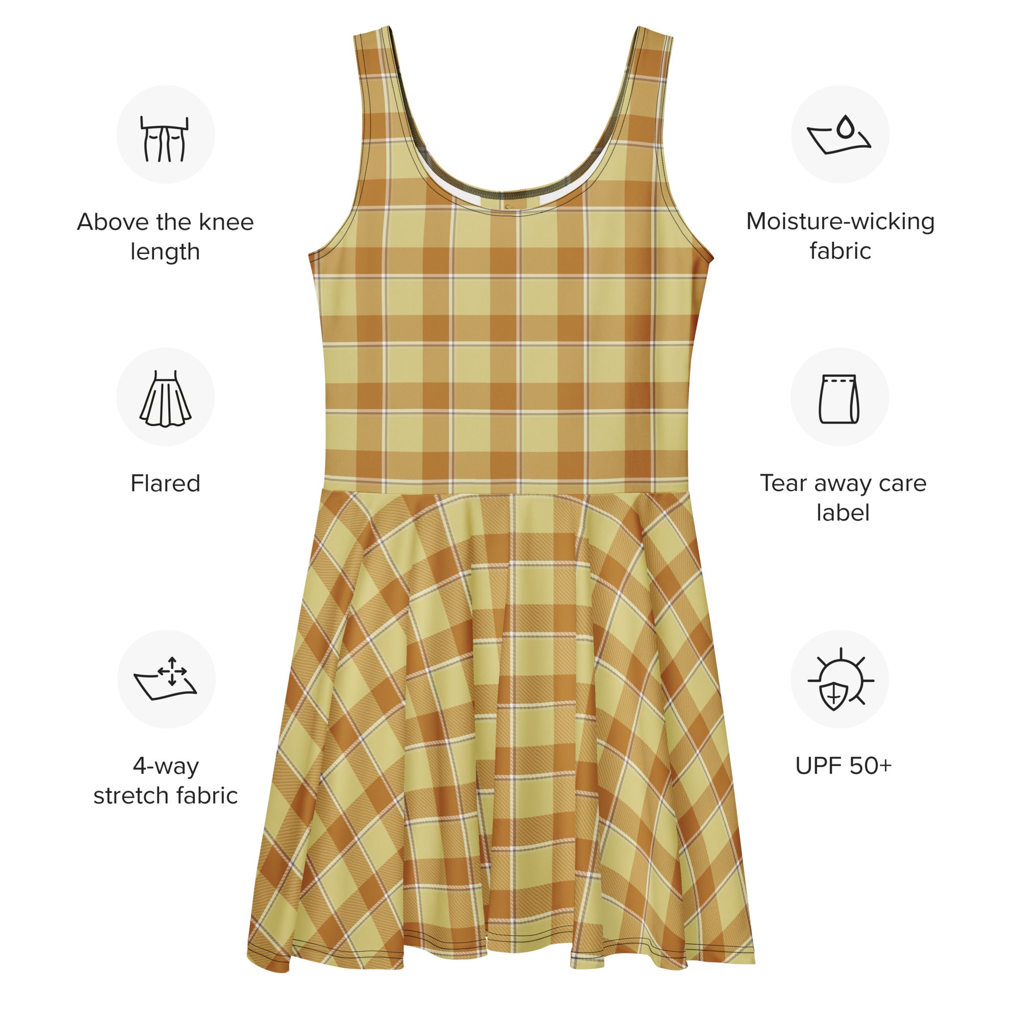 Zombie and Copper Plaid Skater Dress - Scottish Squares