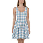 Pink Cloud and Blue Lagoon Plaid Skater Dress - Scottish Squares
