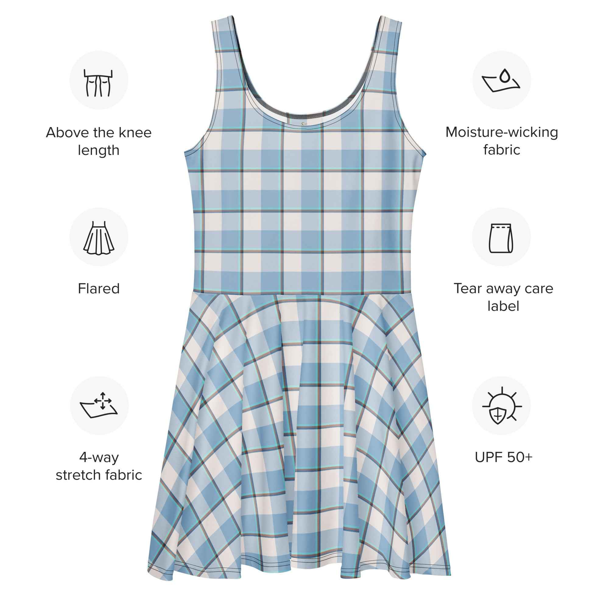 Pink Cloud and Blue Lagoon Plaid Skater Dress - Scottish Squares