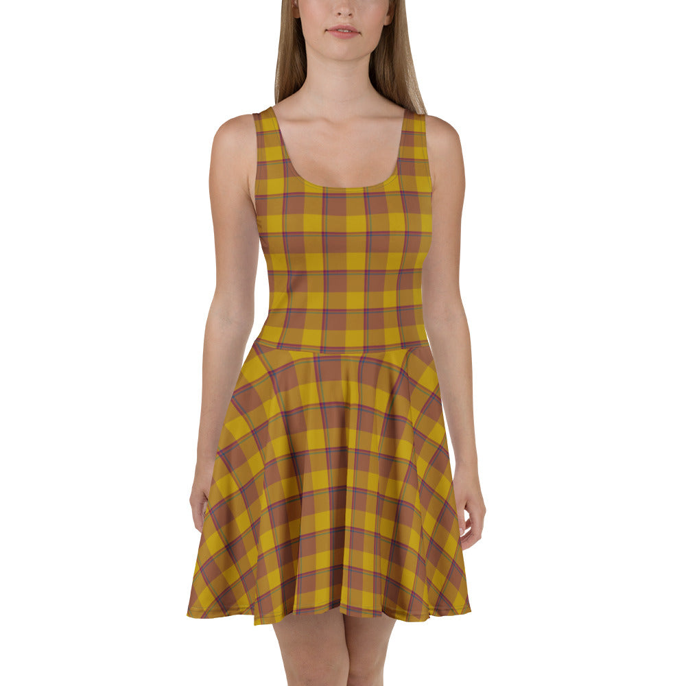 Potters Clay and Pizza Plaid Skater Dress - Scottish Squares