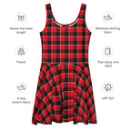 Red Ribbon and Heavy Metal Plaid Skater Dress - Scottish Squares