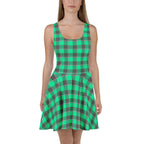 Spring Green and Finlandia Plaid Skater Dress - Scottish Squares