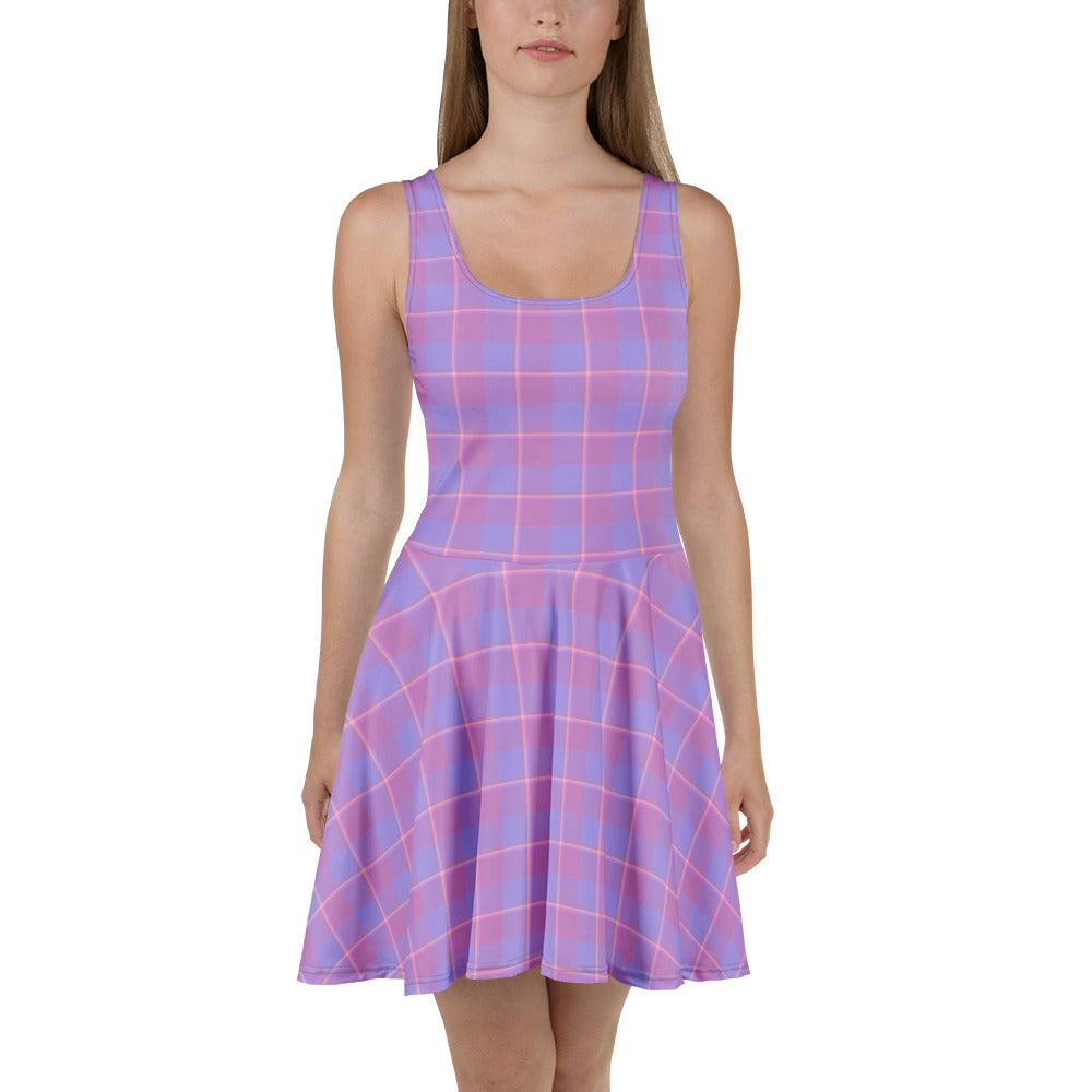 Viola and Dull Lavender Plaid Skater Dress - Scottish Squares