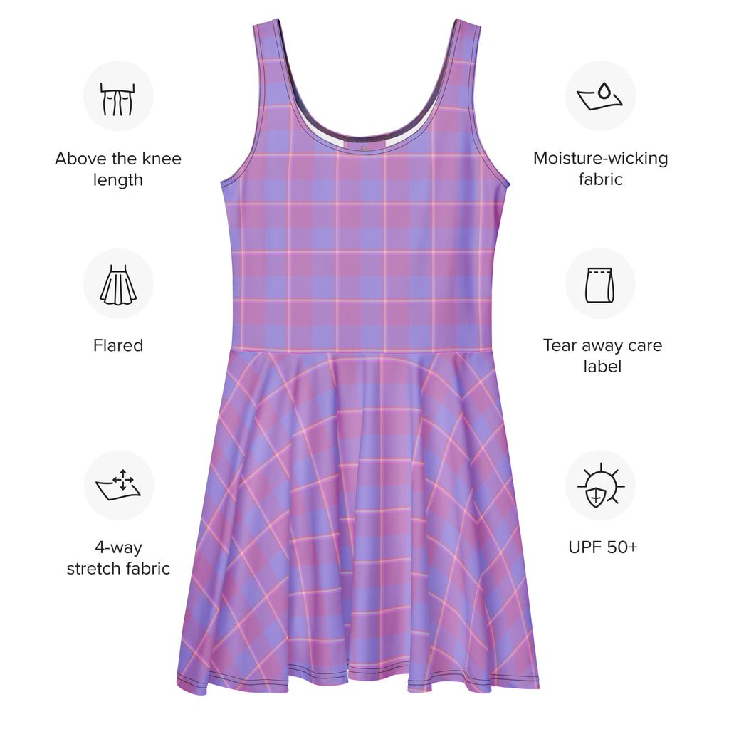 Viola and Dull Lavender Plaid Skater Dress - Scottish Squares