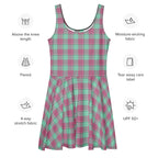 Vista Blue and Turkish Rose Plaid Skater Dress - Scottish Squares