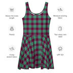Ocean Green and Mulberry Wood Plaid Skater Dress - Scottish Squares