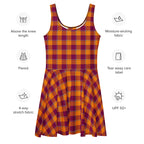 Tahiti Gold and Rose Bud Cherry Plaid Skater Dress - Scottish Squares