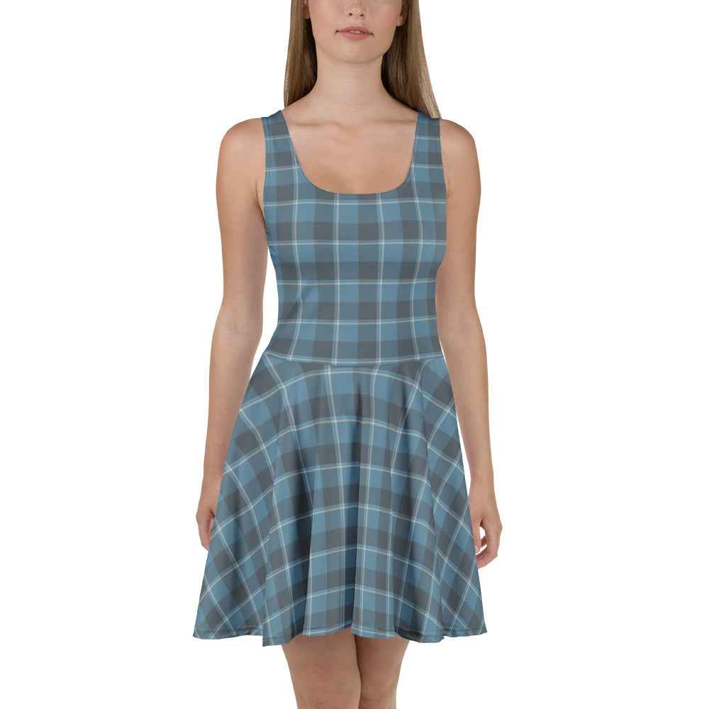 Hoki and Shuttle Gray Plaid Skater Dress - Scottish Squares