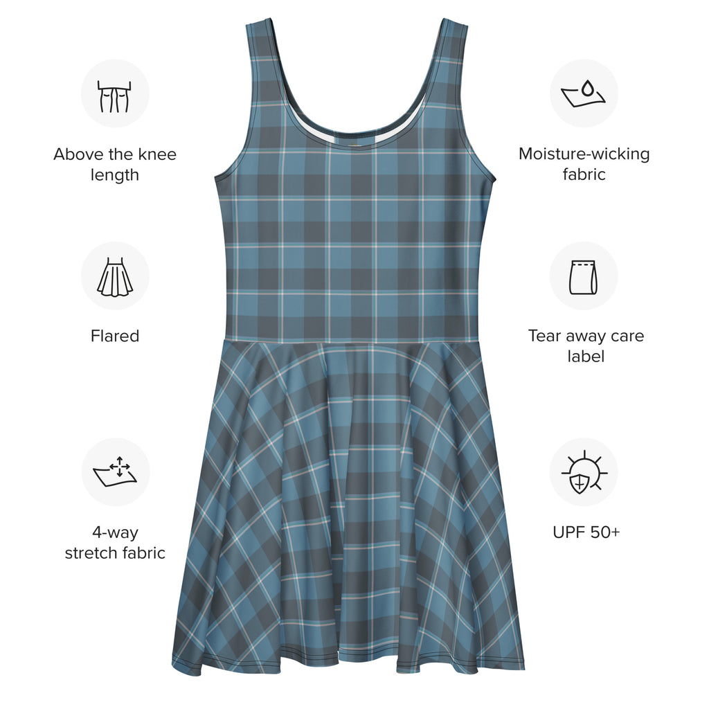 Hoki and Shuttle Gray Plaid Skater Dress - Scottish Squares