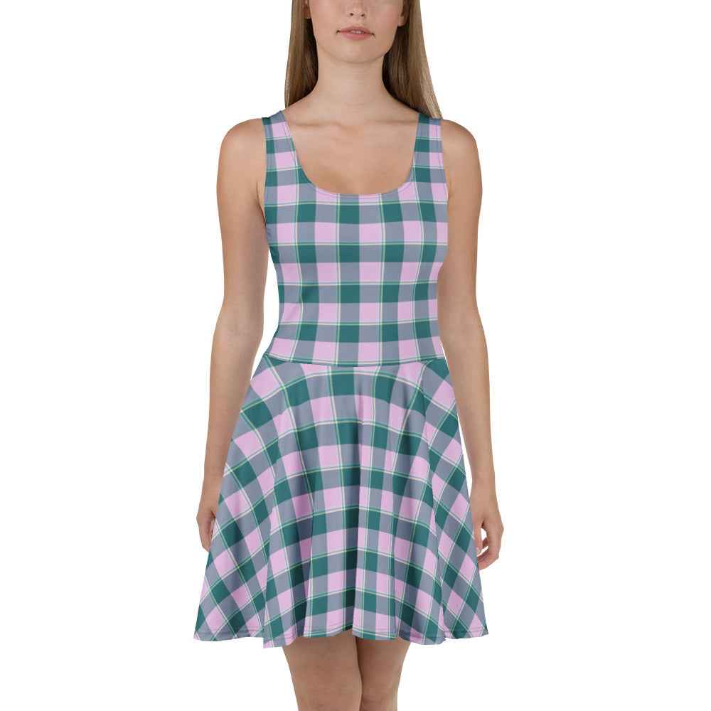 Ming and Melanie Plaid Skater Dress - Scottish Squares