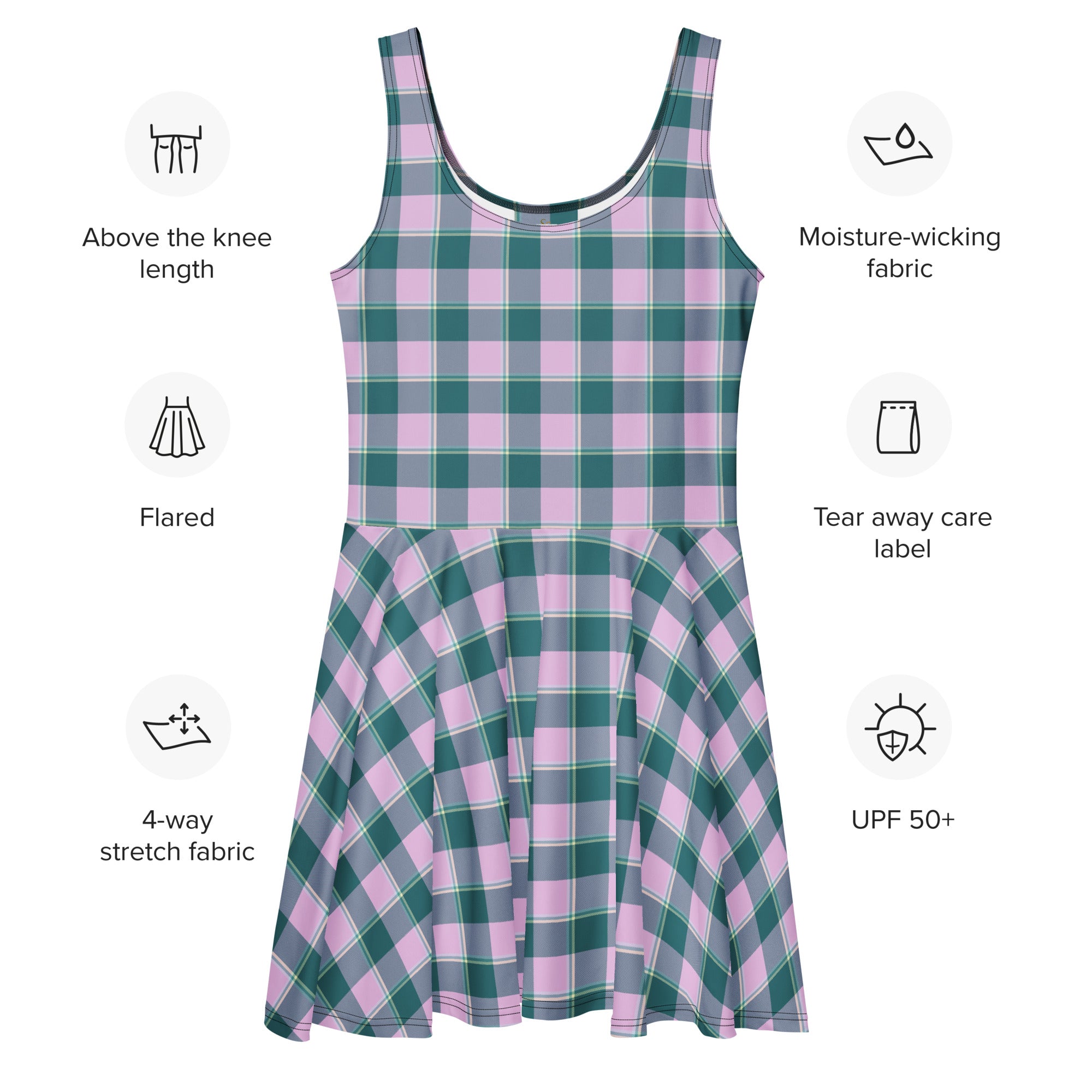 Ming and Melanie Plaid Skater Dress - Scottish Squares