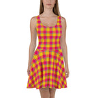 Corn and Razzmatazz Plaid Skater Dress - Scottish Squares