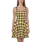 Flax and Livid Brown Plaid Skater Dress - Scottish Squares