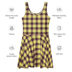 Flax and Livid Brown Plaid Skater Dress - Scottish Squares