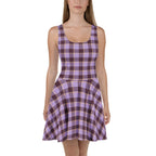 Light Wisteria and Livid Brown Plaid Skater Dress - Scottish Squares